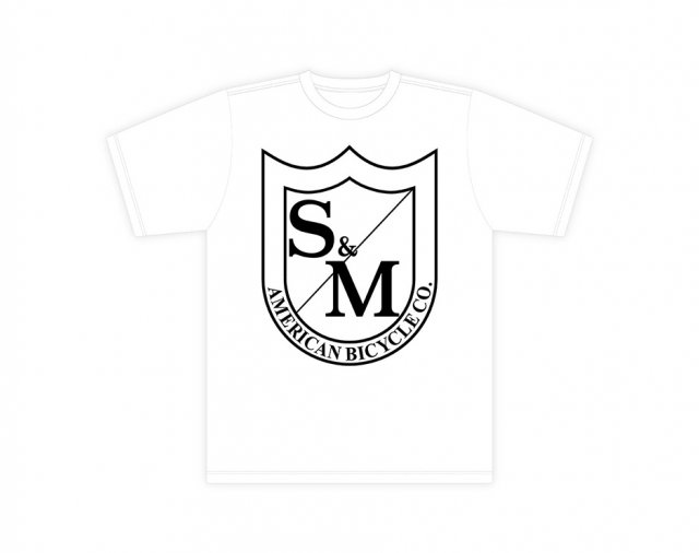 S&M Big Shield T-Shirt Black on White