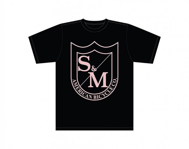 S&M Big Shield T-Shirt Pink on Black